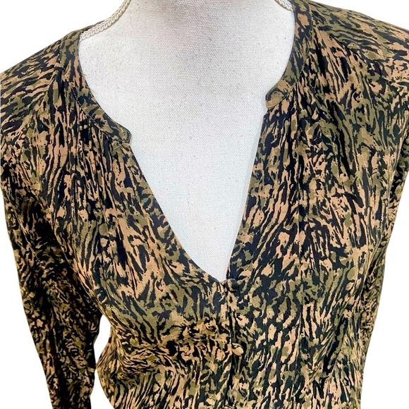 Rails Jasmine olive static printed v neck smocked waist mini tiered dress medium - Picture 9 of 16